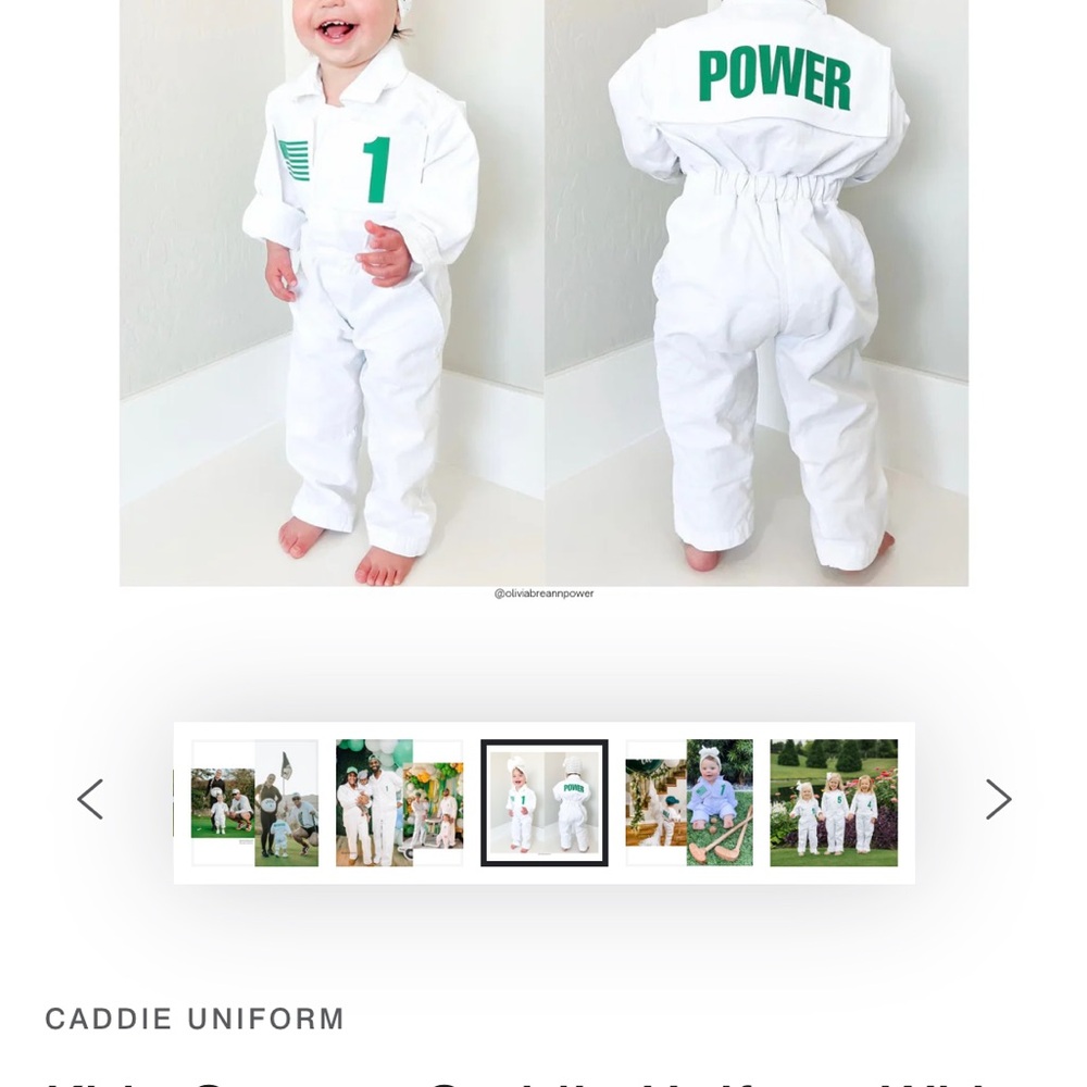 White Caddie Toddler Uniform with Green Logo